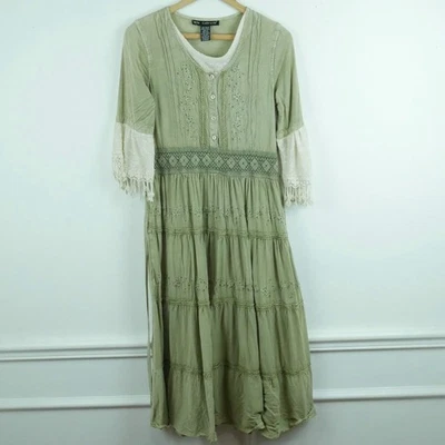 Vintage Renaissance Faire Dress Medieval 90s Size 6 Castlecore Tiered Midi - Image 1 of 4