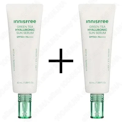 INNISFREE Green Tea Hyaluronic Moist Sun Serum x2 SPF 50 PA++++ Hydrate K-Beauty - Image 1 of 2