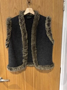Vintage Rosevita Bles Ladies Wool Waistcoat Faux Fur Trim Size S Handmade U.K  - Picture 1 of 9