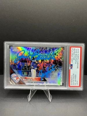 2016 Topps Chrome Jose Bautista Bat Flip Refractor Auto Signed PSA GEM MINT 10 - Image 1 of 4