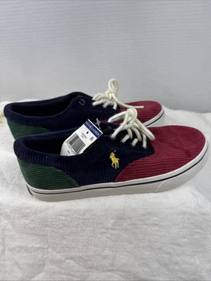 Polo Ralph Lauren Niños Tenis Zapatos Pana Bloque de Color Rojo Azul Verde TALLA 3 Foto 1 de 4