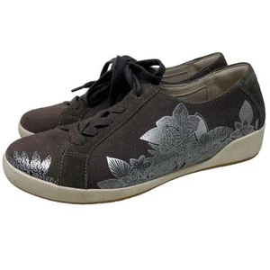 Dansko Olisa Sneaker Womens 38 Floral Silver Foil Lace Up Low Top - Picture 1 of 8