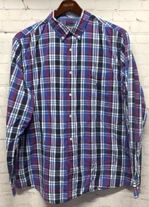 CHAPS XXL Men's Long Sleeve Shirt Button Front Purple Plaid - Picture 1 of 5