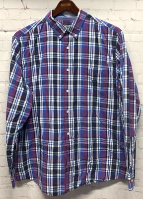 CHAPS XXL Men's Long Sleeve Shirt Button Front Purple Plaid - Image 1 of 4