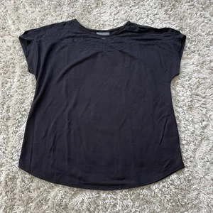Bold Elements Cut to Curve Top Women SMALL Black Jersey Sheer Neck Shoulder Slit - Picture 1 of 5