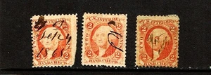 1862-71 Revenue First Issue Washington 2c Org BANK CHECK Lot of 3 Sc#R6c Pen Can - Picture 1 of 1