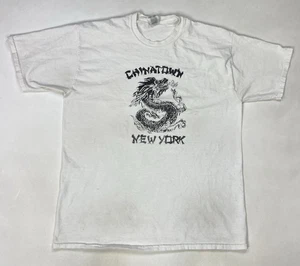 VINTAGE Chinatown New York Dragon Graphic T-Shirt Herren Large weiß kurzarm - Bild 1 von 11