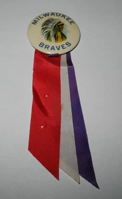 1957 Baseball Milwaukee Braves World Series National League Champions Pin Button - Image 1 of 2