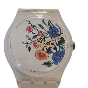 Swatch Floral Bouquet Watch GK291 | 2001 Transparent Case & Band Works Great! - Picture 1 of 10