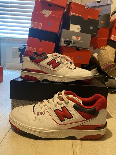 New Balance 550 bianco rosso taglia 9 5