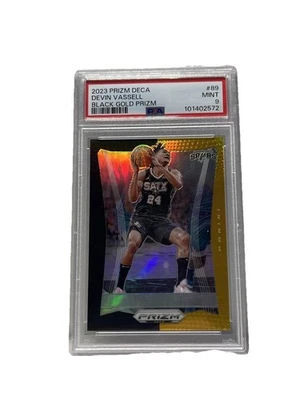 2023 Prizm Deca Devin Vassell Black Gold Prizm /5 PSA 9 Spurs POP 1 - Image 1 of 2