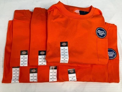Paquete de camisetas de trabajo Dickies para hombre de peso pesado naranja - talla 3XL Foto 1 de 4