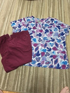 Womens Plus Sz 2x Bottoms With 4x Top (Fits Like a3x) Scrub Set NICE!! - Picture 1 of 12