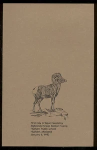 USA #1949a 1982 20c Bighorn Sheep booklet First Day Ceremony Program J218 - Picture 1 of 1