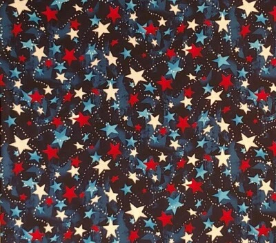 Stars PATRIOTIC Fabric Red White Blue USA Cotton  BY THE YARD - Image 1 of 3