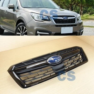 Fit SUBARU FORESTER Matte Black & Gloss Black + OEM LOGO 2014-2018 Front Grille - Picture 1 of 9