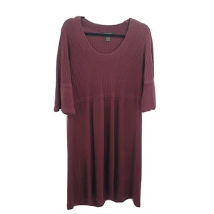 Susan Lawrence ribbed sweater Dress womens plus size 2x burgundy red flare cuff - Picture 1 of 11