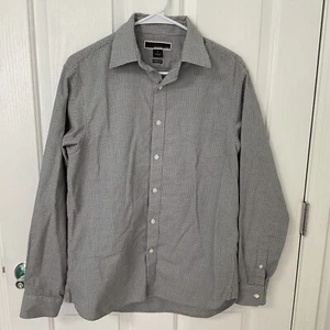 Michael Kors Dress Shirt Mens Black Gray Dotted Long Sleeve Button-Up Size Small - Picture 1 of 9