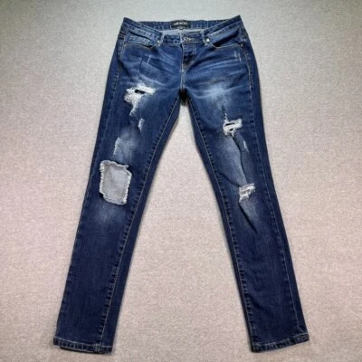 Jeans Grace In LA para mujer 25 azules ajustados desgastados lavado oscuro desteñido denim rasgado Foto 1 de 4