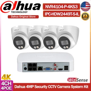 Dahua 4k 4CH CCTV System 4MP WizSense IPC-HDW2449T-S-IL Camera Dual Light Lot US - Picture 1 of 26