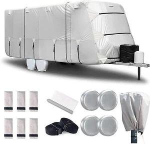 150D/300D Travel Trailer RV Cover 30"-33" Windproof & Anti-UV Camper Cover - Picture 1 of 7