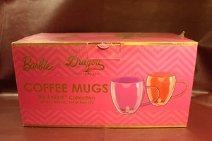 Dragon Glassware x Barbie Glass Coffee Mugs, Pink and Set of 2 NEW SEALED - Picture 1 of 4