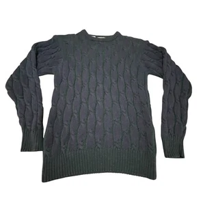 Vintage Pringle of Scotland Sweater Mens S Blue Green Cable Knit Cotton USA - Picture 1 of 10