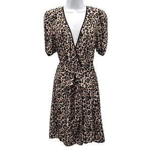 Topshop Wrap Mini Dress Leopard Print Pink Black Punk Mob Wife Lolita Size 4 NWT - Picture 1 of 12