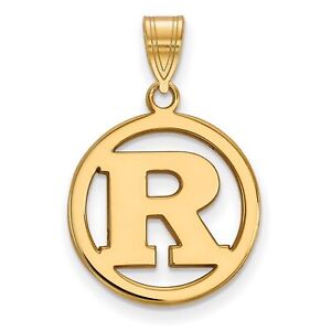 Rutgers Scarlet Knights School Letter Logo Circle Pendant Gold Plated Silver