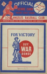 1943 San Francisco Seals @ Los Angeles Angels Pacific Coast League PCL Scorecard - Picture 1 of 4
