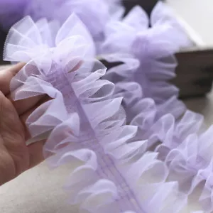 Correas de malla con volantes de 5 yardas decoración tul encaje ribete para costura de vestido hágalo usted mismo - Imagen 1 de 11
