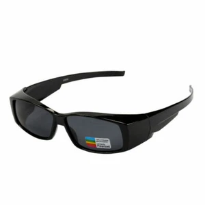 POLARISED FIT OVER SUNGLASSES WRAPAROUND MOST GLASSES UV400 BLACK - Picture 1 of 3