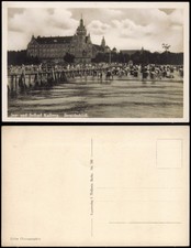 Postcard Kolberg Kołobrzeg Kurhaus beach castle, Pomerania 1930
