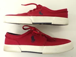 Tenis informales POLO RALPH LAUREN para hombre de lona roja faxon corbata baja talla 8D - Imagen 1 de 8