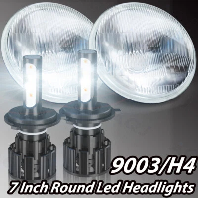 Pair 7" Round LED Headlights Hi/Lo Beam Bulb For Chevy El Camino 1971-1975 Foto 1 de 4