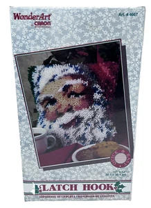 Vintage Santa Claus Latch Hook Kit Christmas Wonder Art Caron 4667 12" x 12" - Picture 1 of 4
