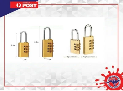 Brass Lock 3 and 4 Combination suitcase luggage code lock security pad locks new - image 1 of 4