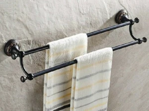 Accesorio de baño montado en la pared bronce frotado con aceite doble toallero barra Zba462 - Imagen 1 de 6