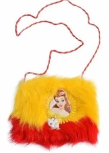 DISNEY PRINCESS BELLE GIRLS FAUX FUR CROSSBODY ZIP PURSE - Picture 1 of 3