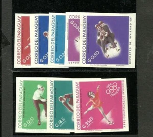PARAGUAY OLIMPIC GRENOBLE 1968 MICHEL 1642/9 COMPLET SET IMPERFORATED MNH - Picture 1 of 1