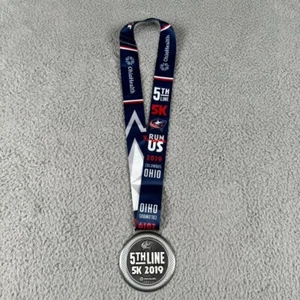 Columbus Blue Jackets 2019 Ohio Health 5th Line 5K Race Medal Ohio Silver Color - Bild 1 von 8