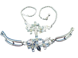 Kramer Blue and Clear Rhinestone Necklace and Bracelet - Picture 1 of 10