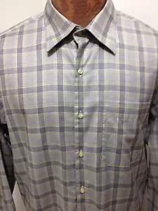 Peter Millar L Black Green White Plaid Cotton Long-Sleeve Dress Shirt - Picture 1 of 5