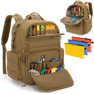 Tool Bag Backpack for Men with 3 Tool Pouches, Heavy-Duty Tool Storage Organi... - Picture 1 of 8