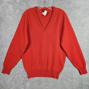 Neu mit Etikett Vintage 60er Brooks Brothers Pullover 40 Large rot Lammwolle V-Ausschnitt Strickpullover - Bild 1 von 18