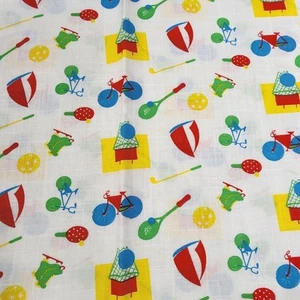 2Y3" Lt Linen Fabric Summertime Fun Primary Colors Retro A2 - Picture 1 of 6