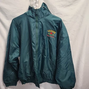 Vintage 90s University Of Oregon Ducks Rose Bowl 1995 Full Zip Jacket Green XL - Bild 1 von 10