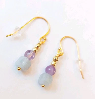 Orecchini in argento 925 oro pietre acquamarina ametista ematite regalo Natale - Immagine 1 di 4