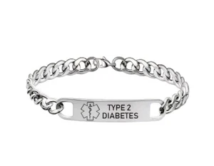 Armband Für Diabetes Typ 2 Für Tägliche Erinnerung Diabetic Midical Edelstahl  - Bild 1 von 2