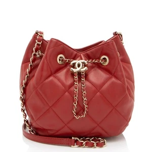 Chanel Lambskin CC Drawstring Mini Chain Bucket Bag - Picture 1 of 16